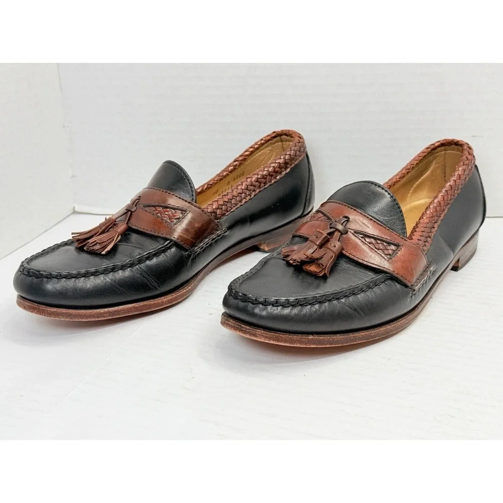 Allen Edmonds Maxfield Tassel Loafers Black Brown Leather Men's US 10 B